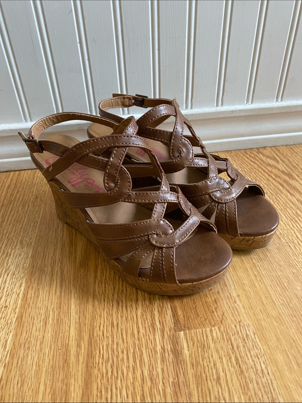 Brown Women's Strappy Wedge Sandals